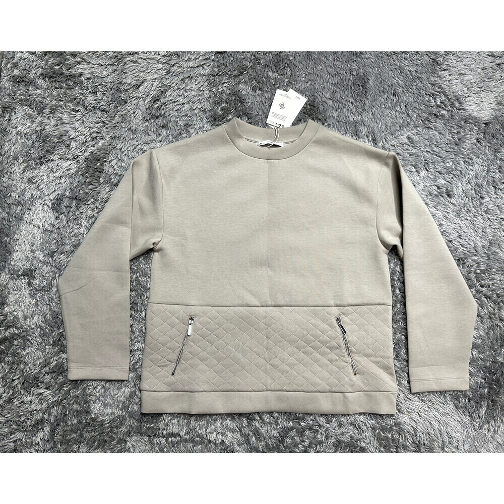 Mango Sudadera Textured Cotton-Blend Sweatshirt Beige Regine Size M NWT